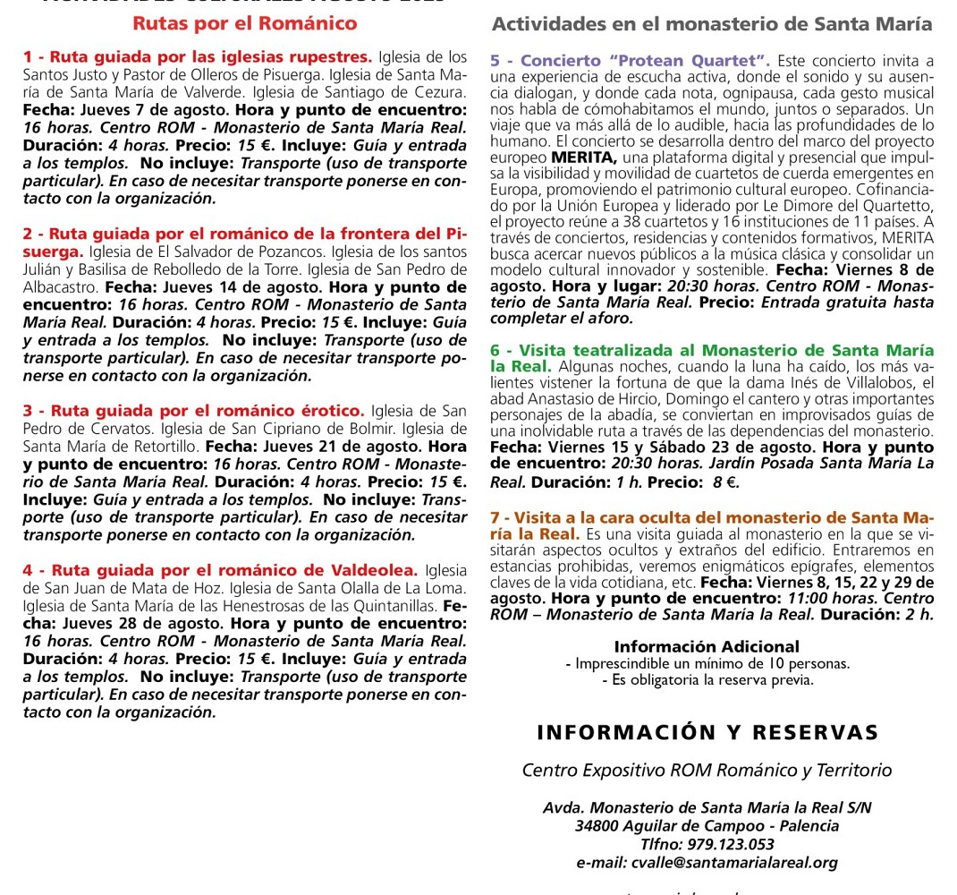 Actividades Culturales Agosto 2025